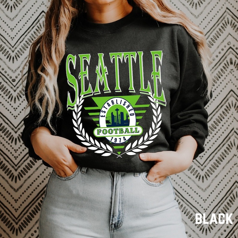 Vintage Seattle Football Sweatshirt, Seattle Football Crewneck Unisex Sweatshirt black