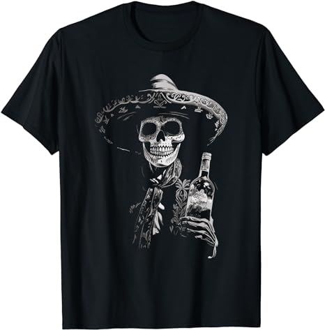 Vintage Skeleton Tequila Mexico Dia De Los Muertos Mexican T-Shirt