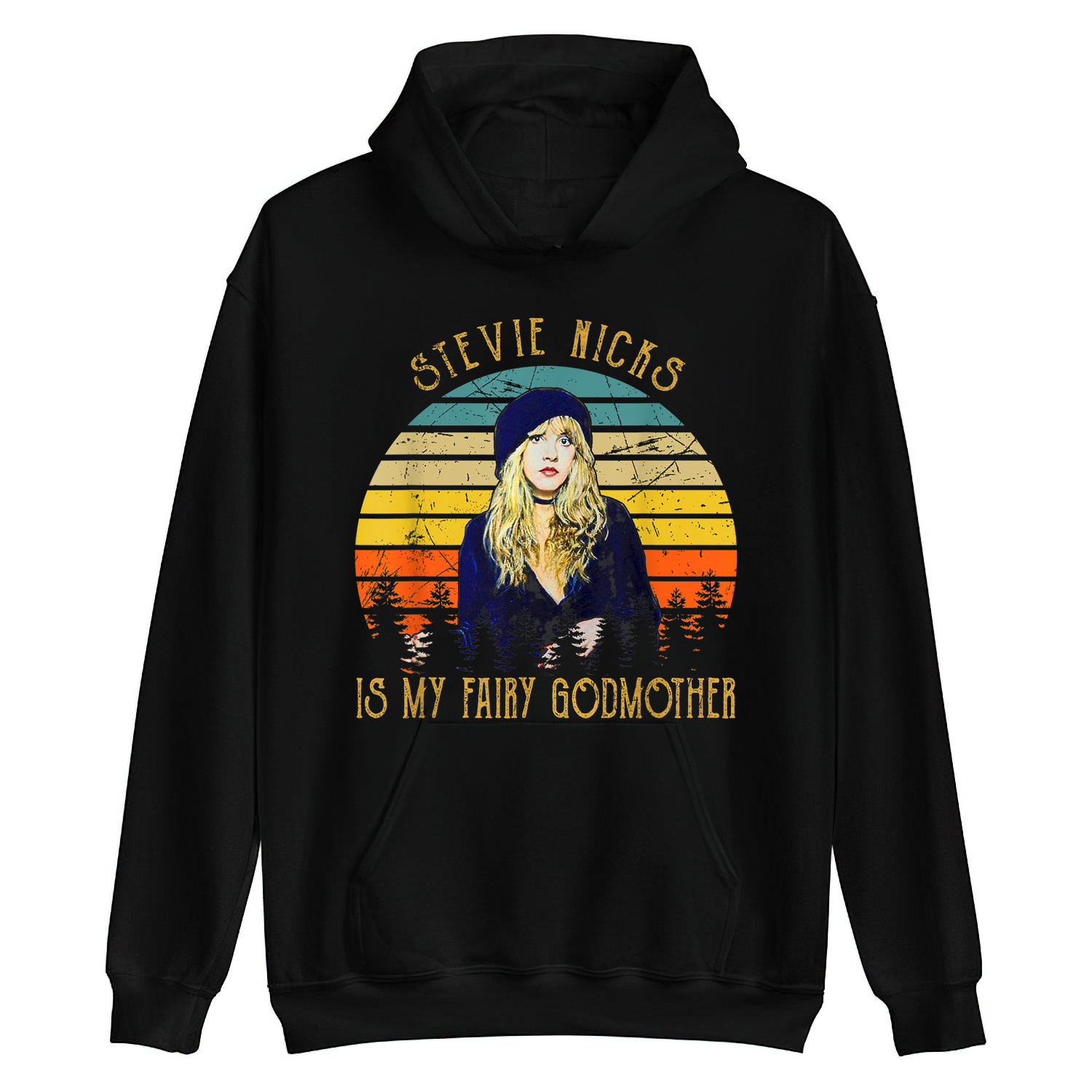 Vintage Stevie Shirt Nicks Funny Music Is My Fairy Godmother Hoodie-Black