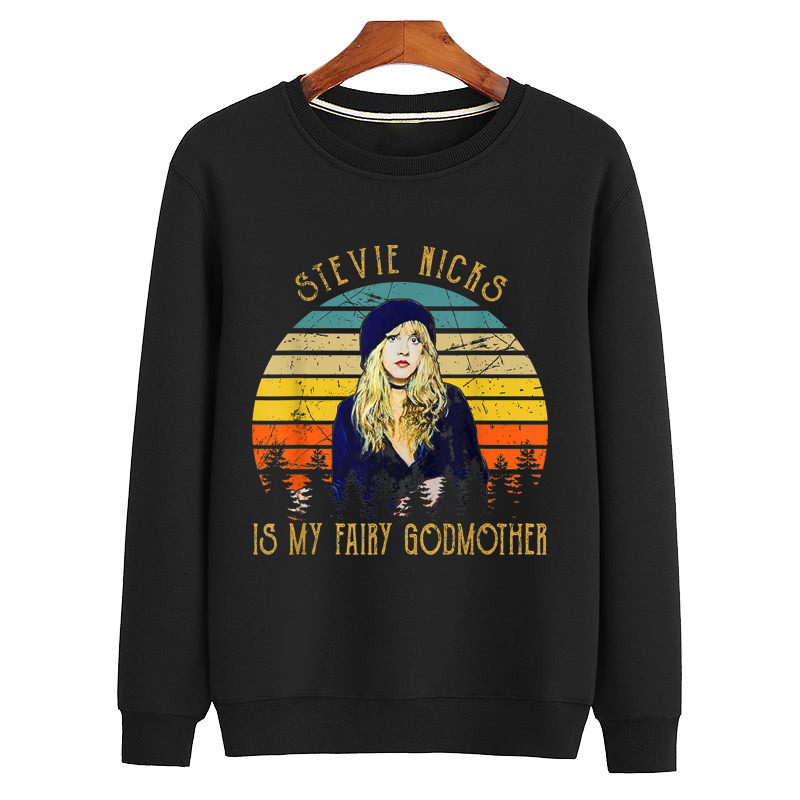 Vintage Stevie Shirt Nicks Funny Music Is My Fairy Godmother Sweatshirt-Black