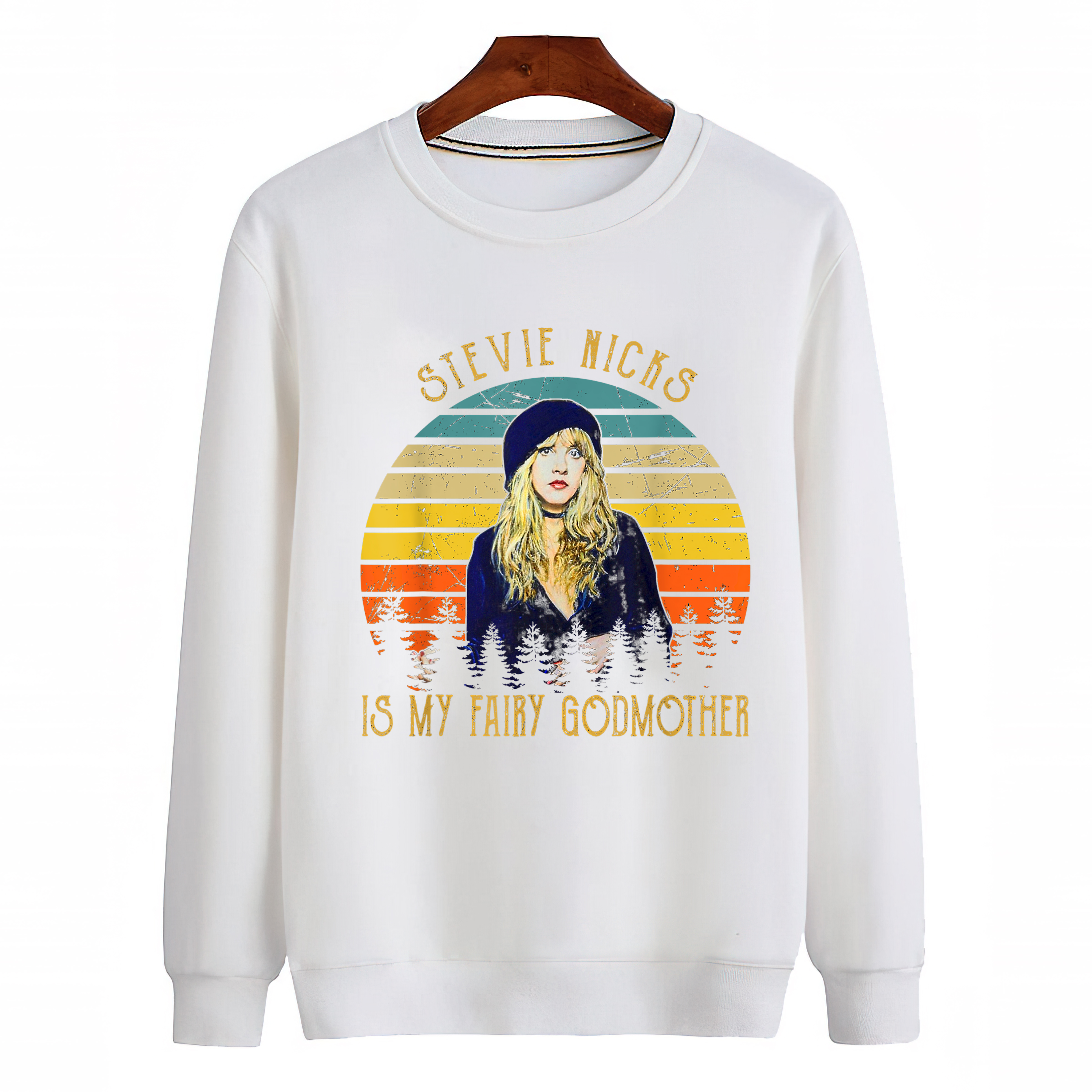 Vintage Stevie Shirt Nicks Funny Music Is My Fairy Godmother Sweatshirt-White