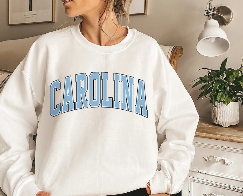 Vintage Style Carolina Crewneck Sweatshirt, Carolina Crewneck Unisex Sweatshirt