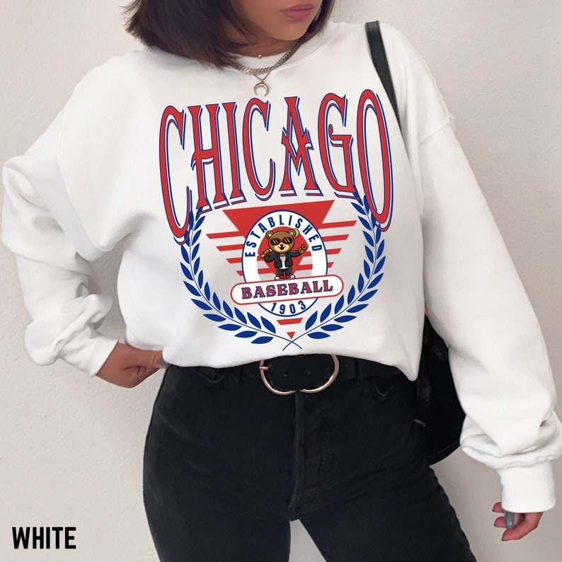 Vintage Style Chicago Baseball Sweatshirt, Retro Chicago Baseball Unisex Sweatshirt