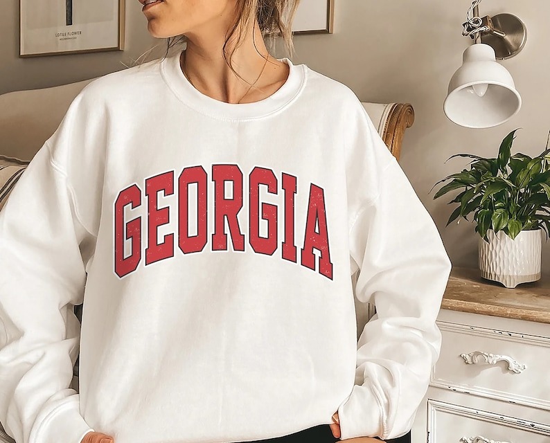 Vintage Style Georgia Crewneck Sweatshirt, Georgia Crewneck Unisex Sweatshirt