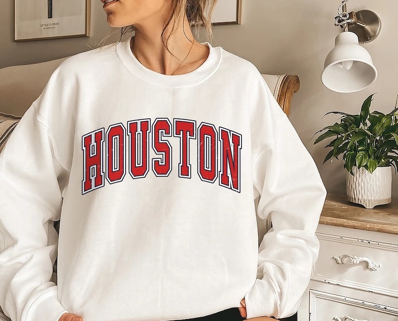 Vintage Style Houston Crewneck Sweatshirt, Houston Crewneck Unisex Sweatshirt