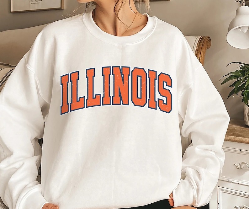 Vintage Style Illinois Crewneck Sweatshirt, Illinois Crewneck Unisex Sweatshirt