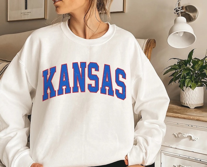 Vintage Style Kansas Crewneck Sweatshirt, Kansas Crewneck Unisex Sweatshirt