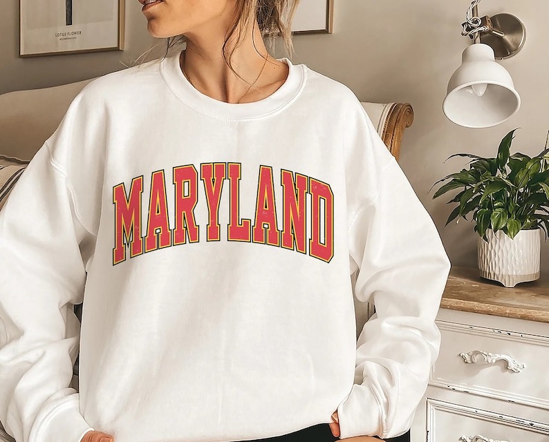 Vintage Style Maryland Crewneck Sweatshirt, Maryland Crewneck Unisex Sweatshirt