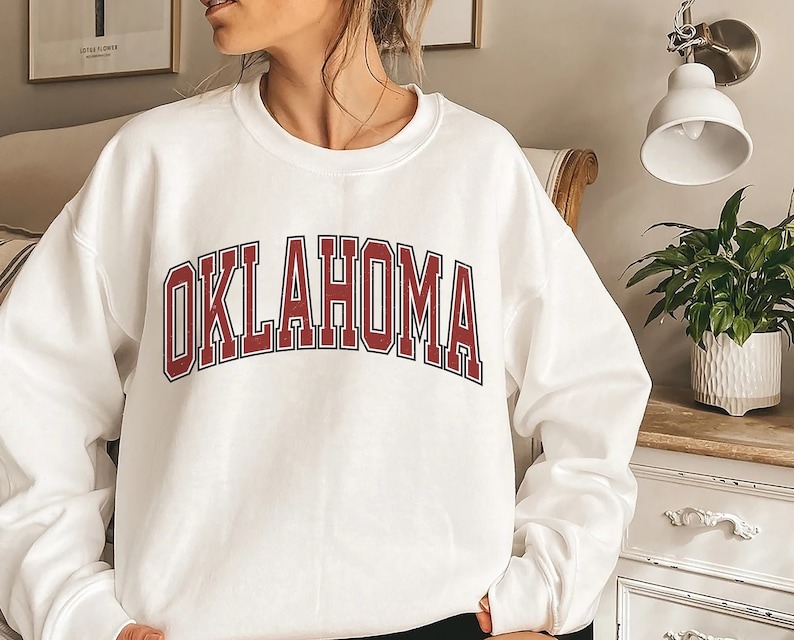 Vintage Style Oklahoma Crewneck Sweatshirt, Oklahoma Crewneck Unisex Sweatshirt