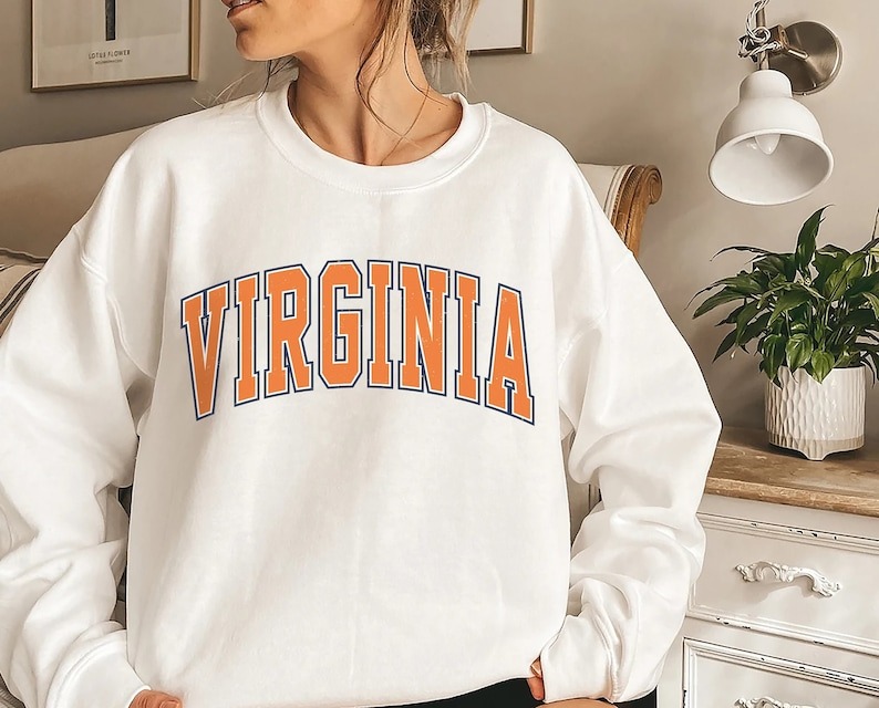 Vintage Style Virginia Crewneck Sweatshirt, Virginia Crewneck Unisex Sweatshirt