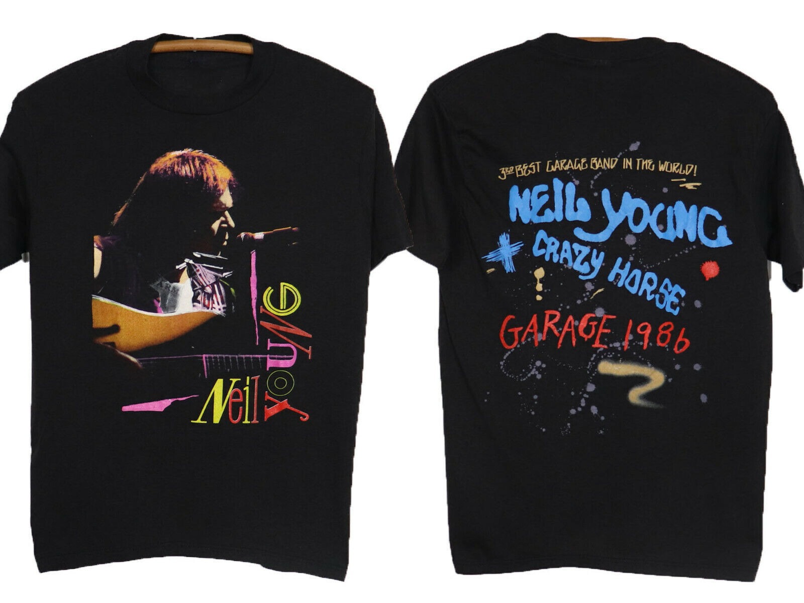 Vintage T-shirt 1986 for Fan Neil Young Double Sided shirt