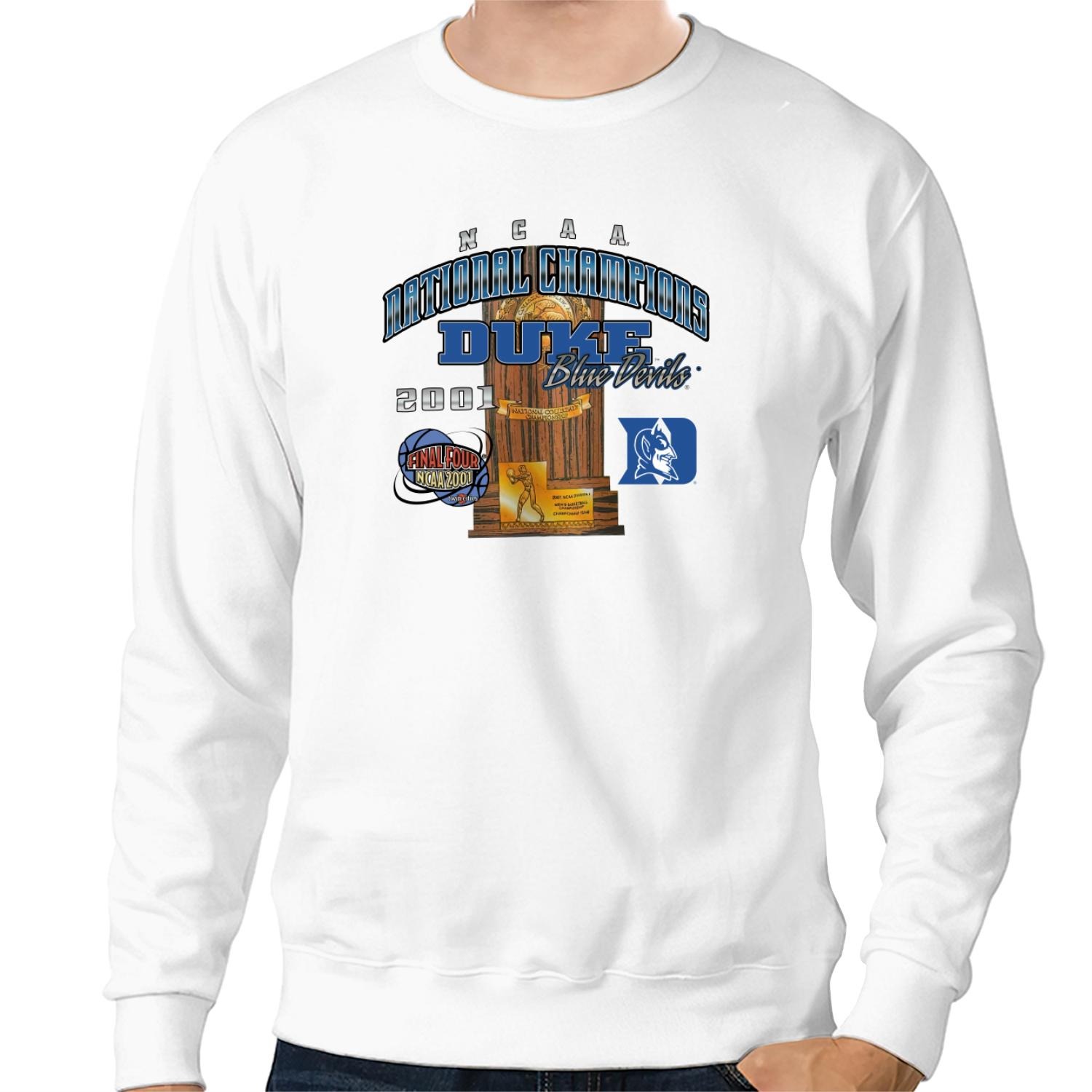 Vintage Vintage 2001 Ncaa National Champions Duke Blue Devils Final Tour Unisex Sweatshirt White