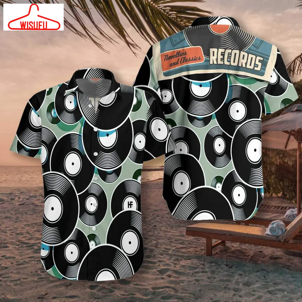 Vintage Vinyl Hawaiian Shirt - For Men & Women - Adult - Hw7877, New Hawaiian Holiday Outfits, New Fashion Gifts