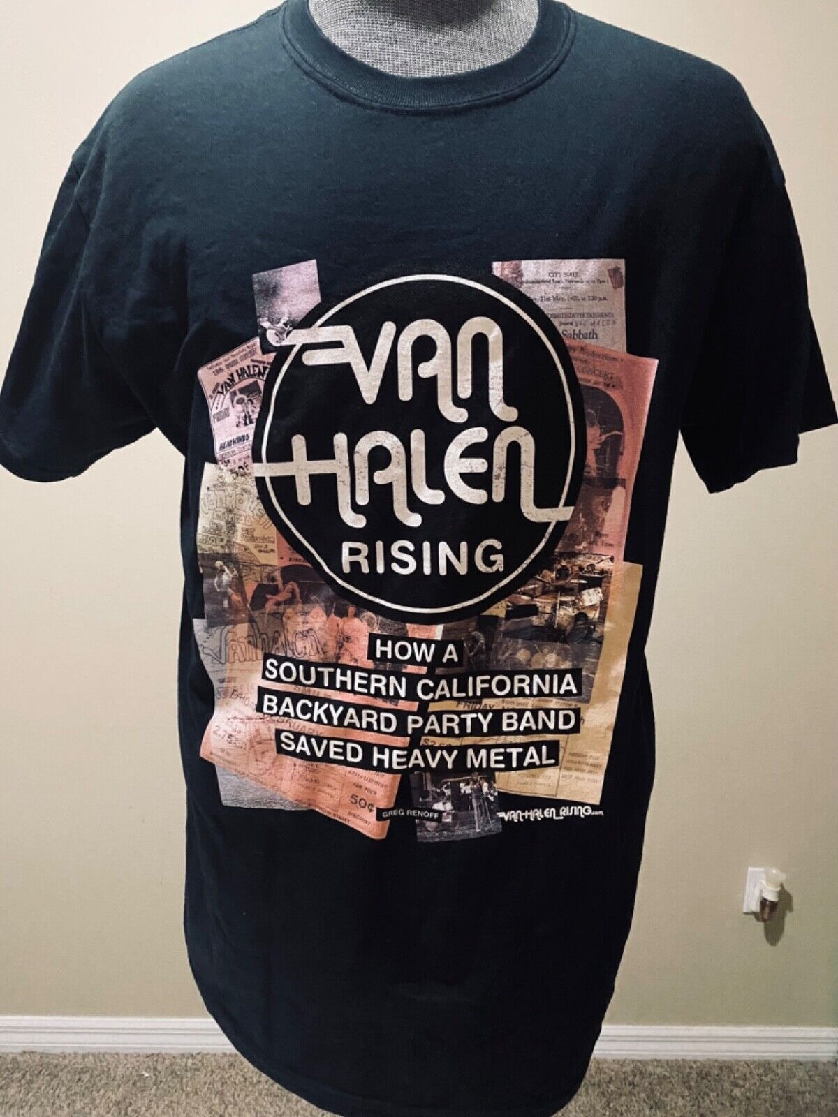 Vintage new black L T-shirt VAN HALEN RISING