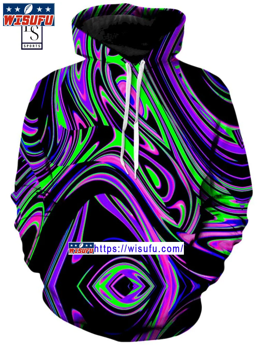 Violet And Lime Blackout Drip Unis-ex Hoodie