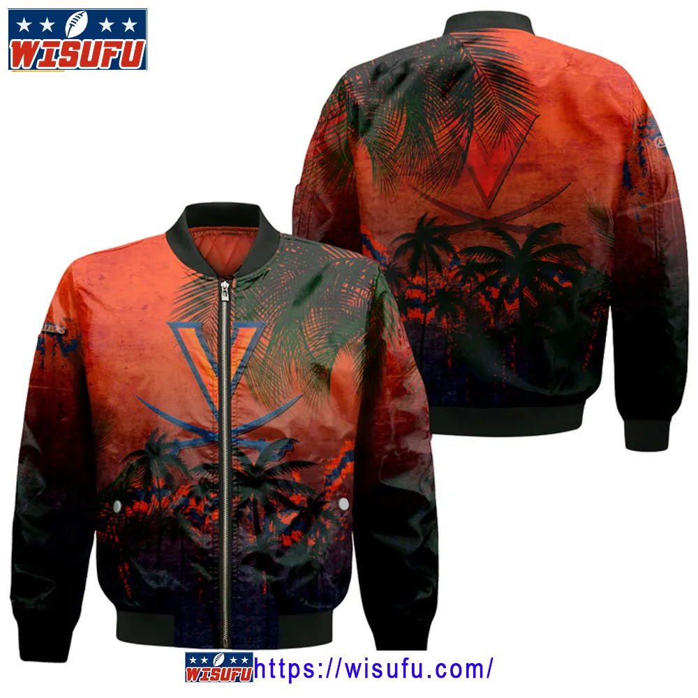 Virginia Cavaliers Coconut Tree Tropical Grunge Bomber Jacket