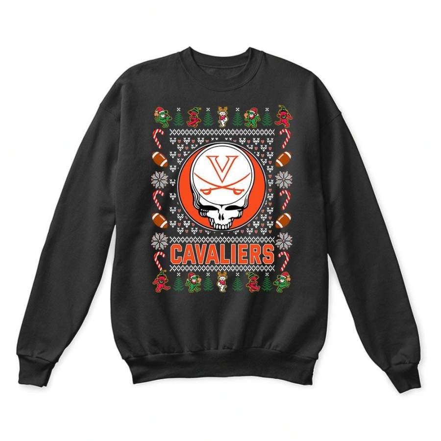 Virginia Cavaliers x Grateful Dead Christmas Ugly Sweatshirt-Black