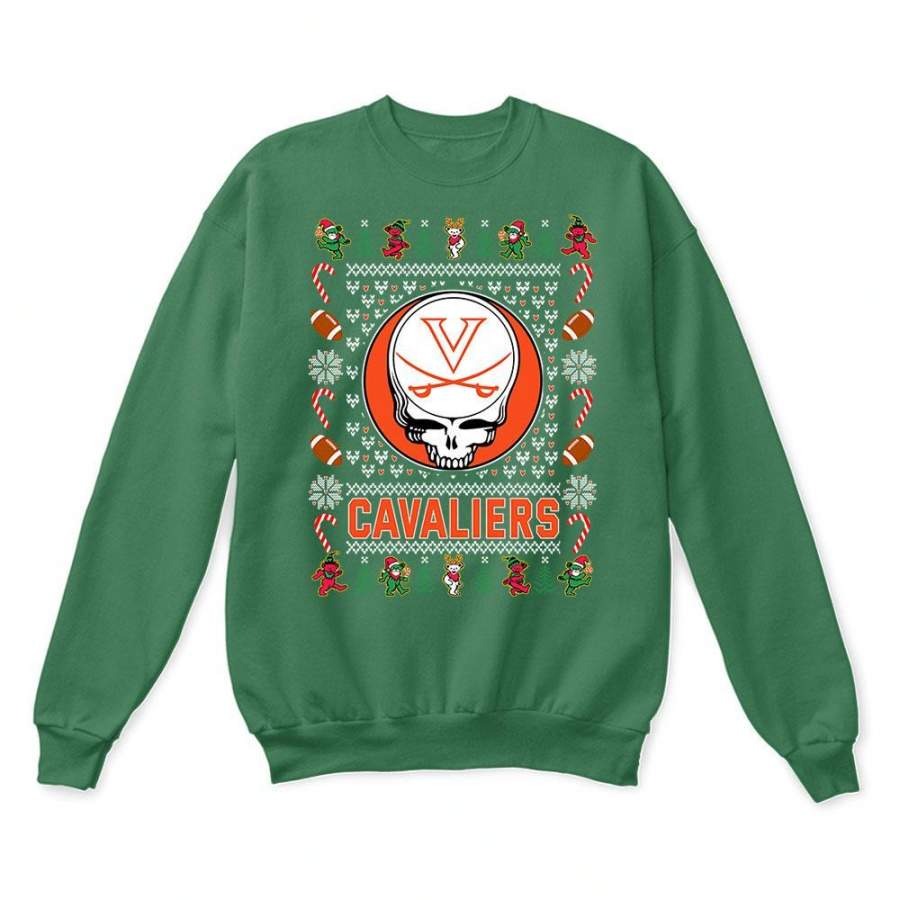 Virginia Cavaliers x Grateful Dead Christmas Ugly Sweatshirt-Green