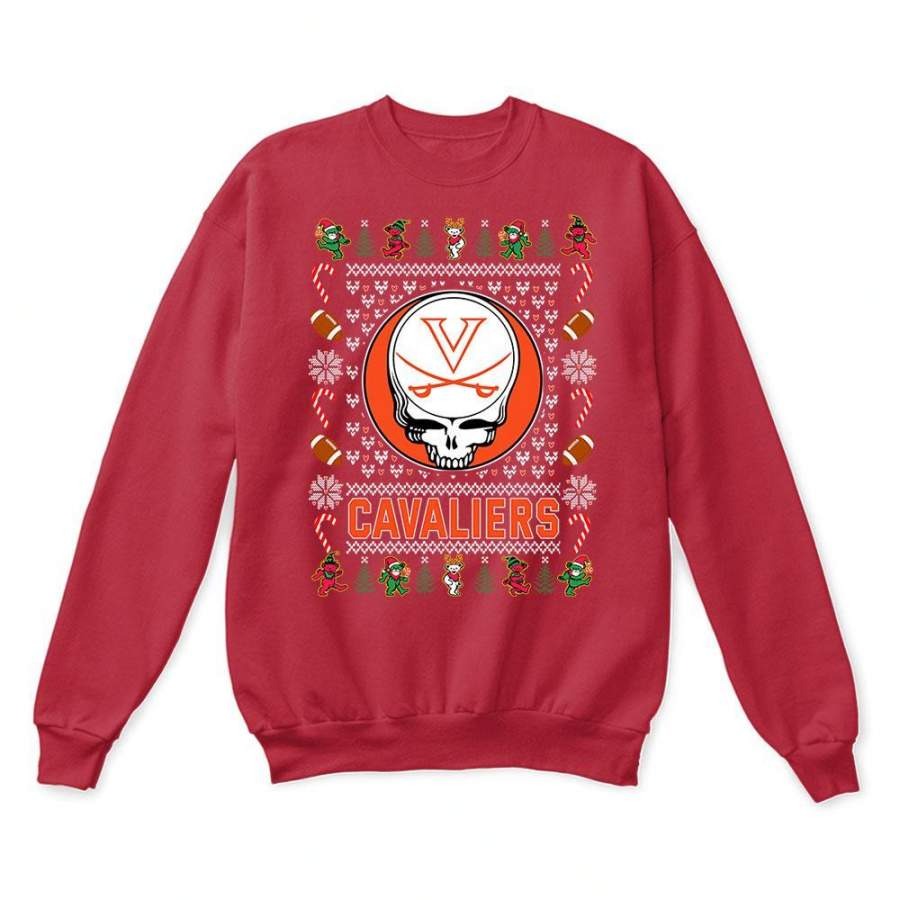 Virginia Cavaliers x Grateful Dead Christmas Ugly Sweatshirt-Red