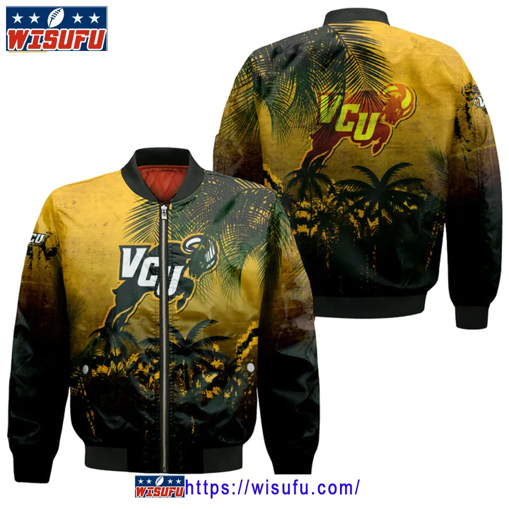 Virginia Commonwealth Rams Coconut Tree Tropical Grunge Bomber Jacket