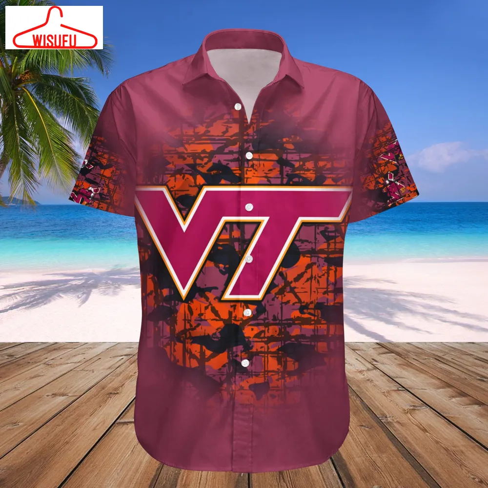 Virginia Tech Hokies Camouflage Vintage Hawaiian Shirt, New Fashion Gifts