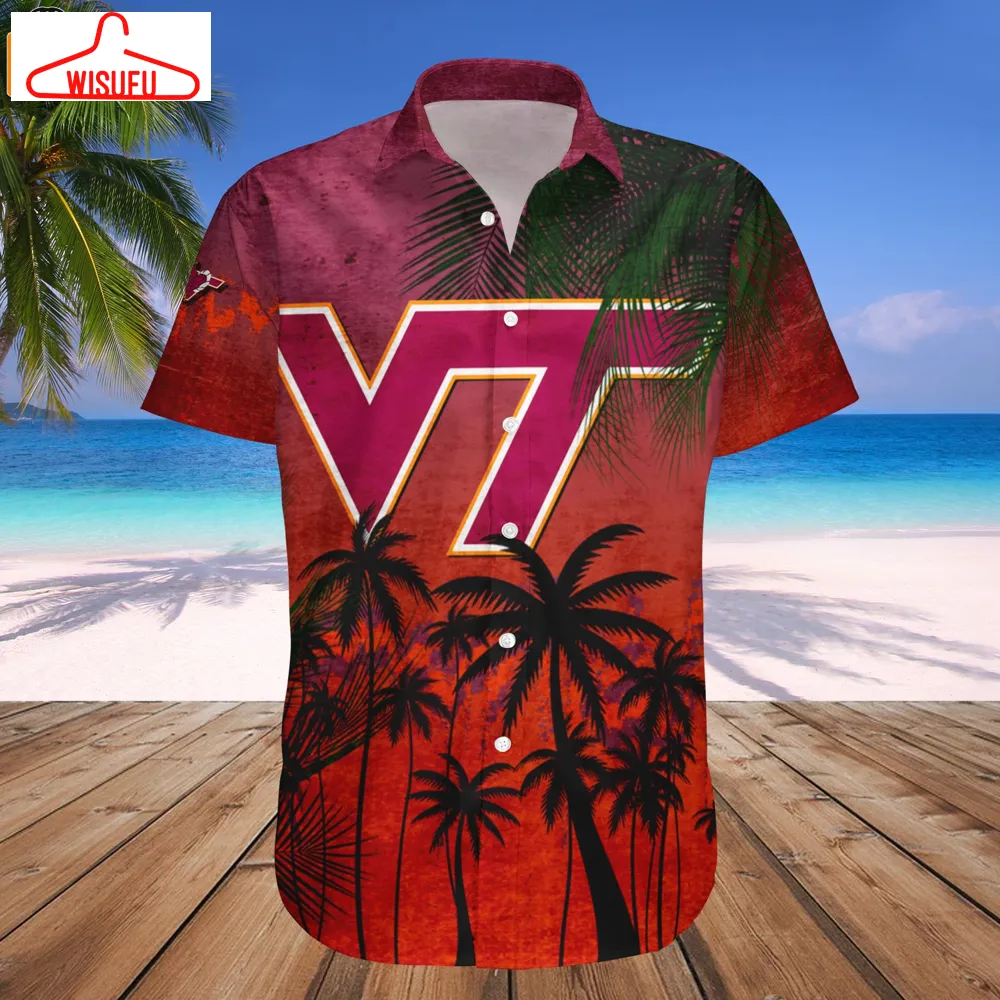 Virginia Tech Hokies Coconut Tree Tropical Grunge Hawaiian Shirt, New Fashion Gifts