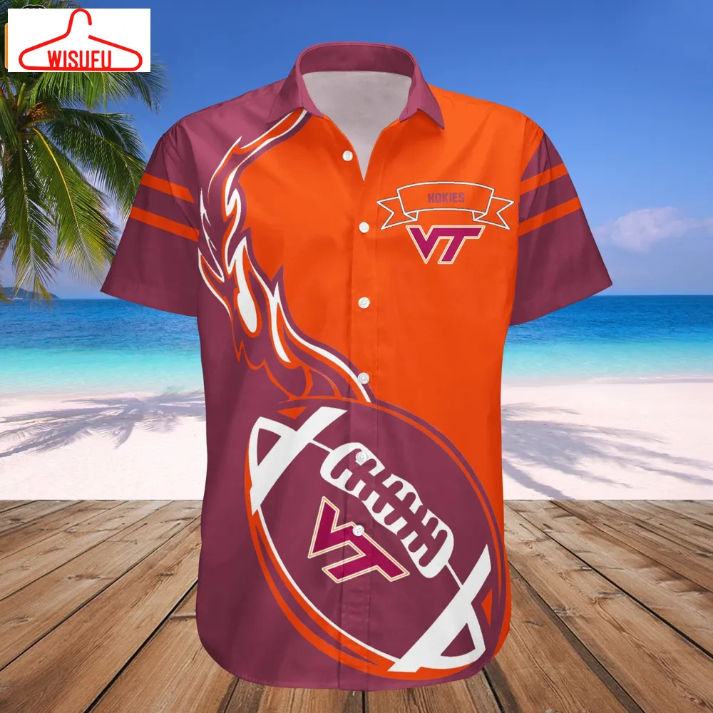 Virginia Tech Hokies Flame Ball Hawaiian Shirt, New Fashion Gifts