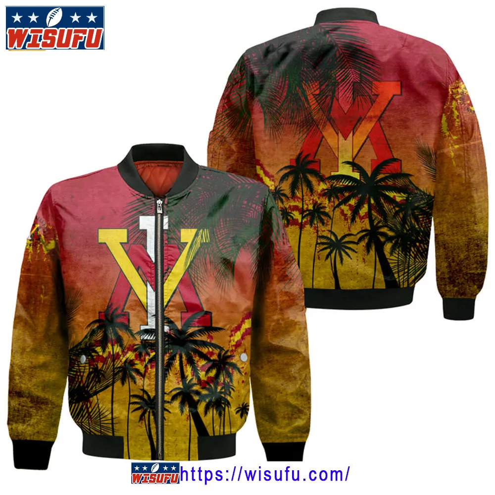 Vmi Keydets Coconut Tree Tropical Grunge Bomber Jacket