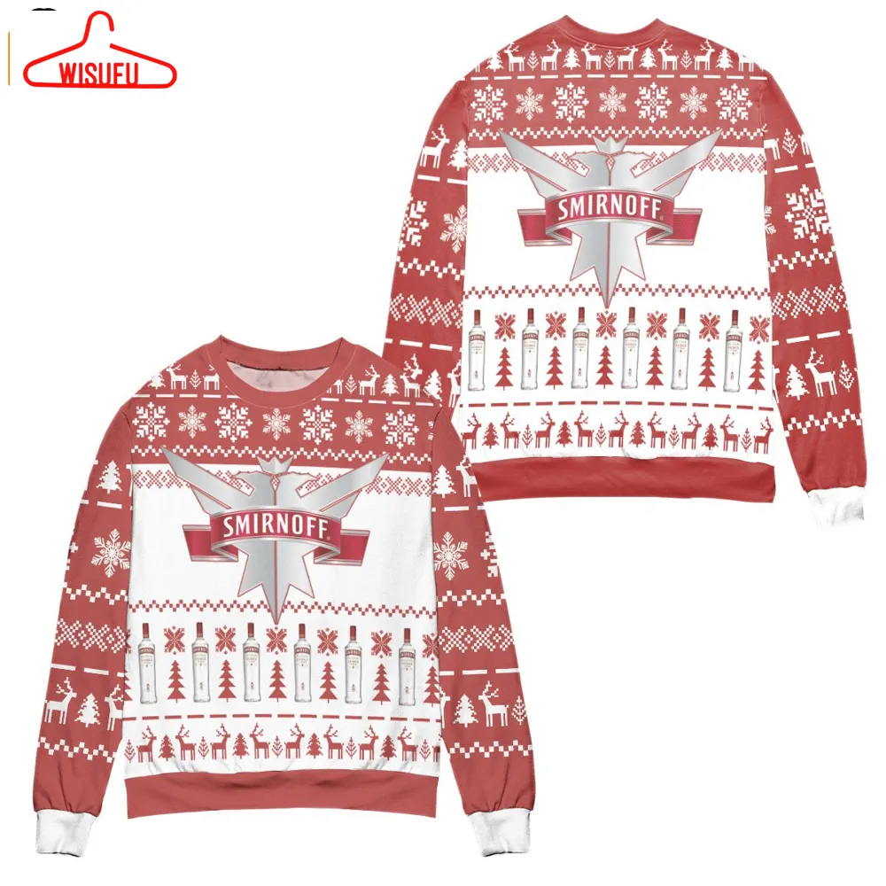 Vodka Smirnoff Red Label Logo Ugly Christmas Sweater