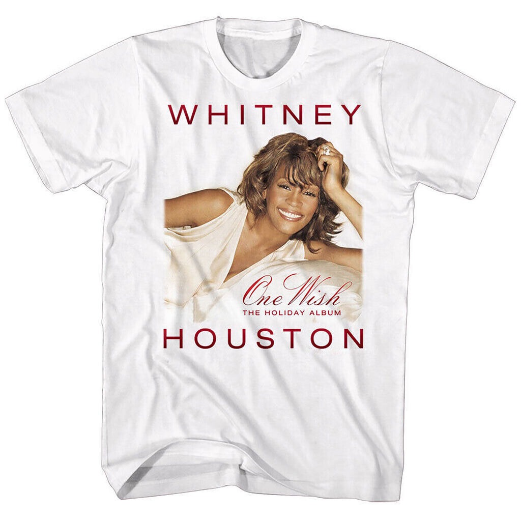 WHITNEY HOUSTON shirt One Wish Holiday TEE New WHITE Tshirt Fullsizes