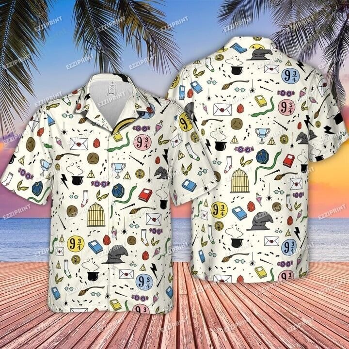 WIZARD MAGIC HARRY POTTER PATTERN HAWAIIAN SHIRT, S-5XL US Size, Gift For Men