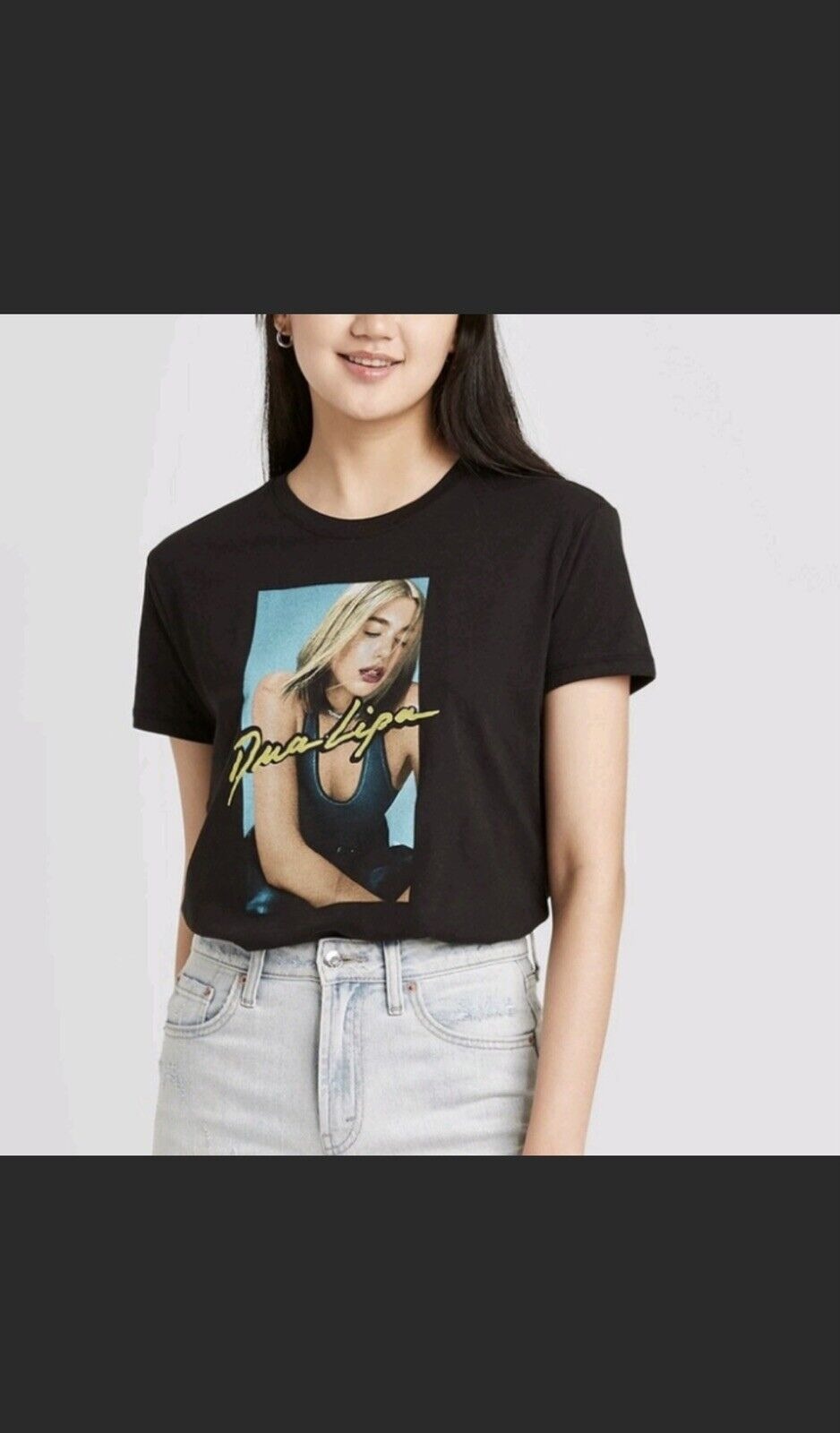 WOMEN'S T-SHIRT DUA LIPA BLACK NEW W TAGS