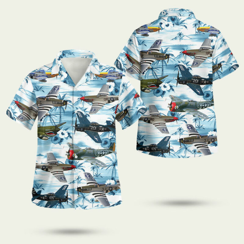 WORLD WAR 2 AMERICAN AIRCRAFTS HAWAIIAN SHIRT