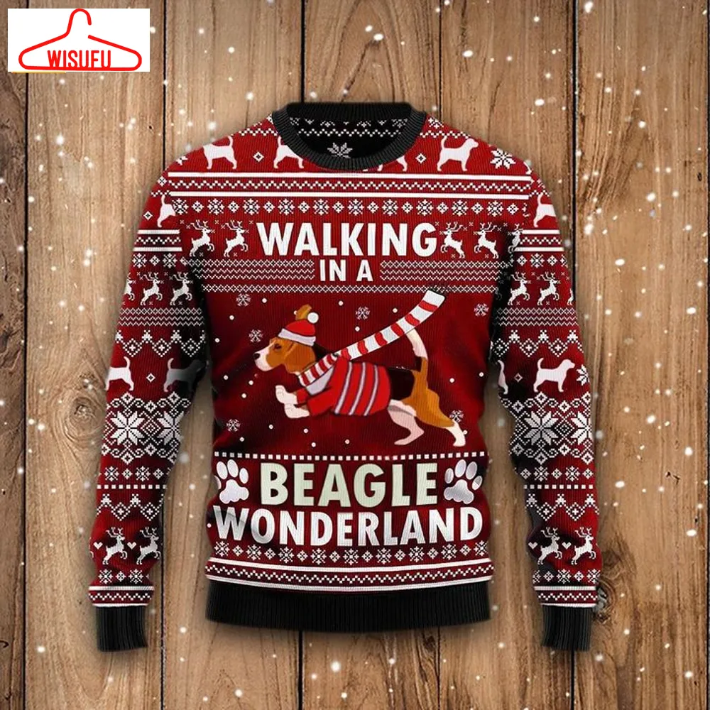 Walking In A Beagle Wonderland Ugly Christmas Sweater