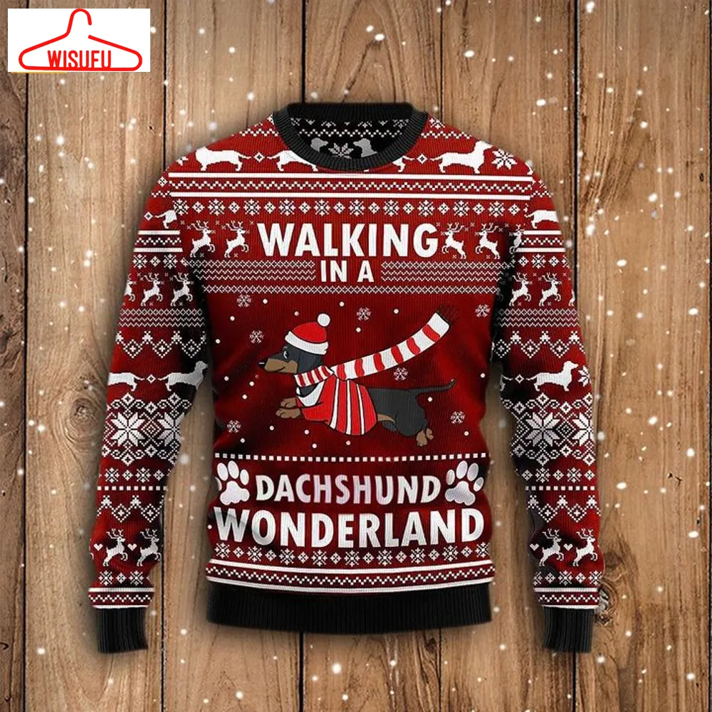 Walking In A Dachshund Wonderland Ugly Christmas Sweater