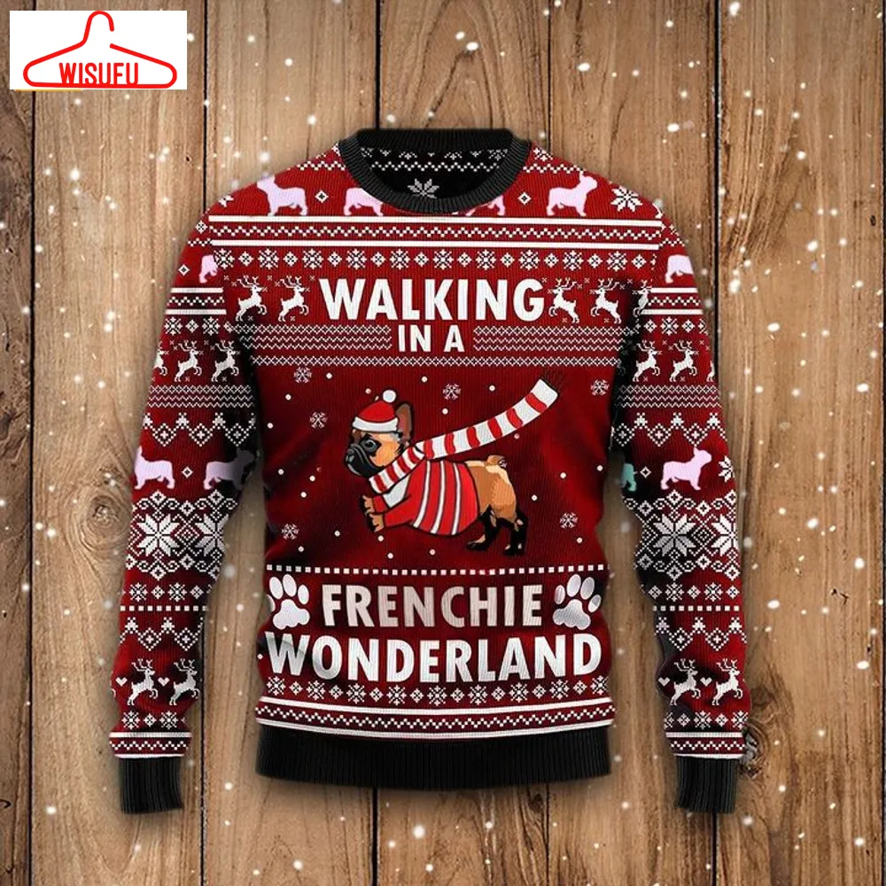 Walking In A Frenchie Wonderland Ugly Christmas Sweater