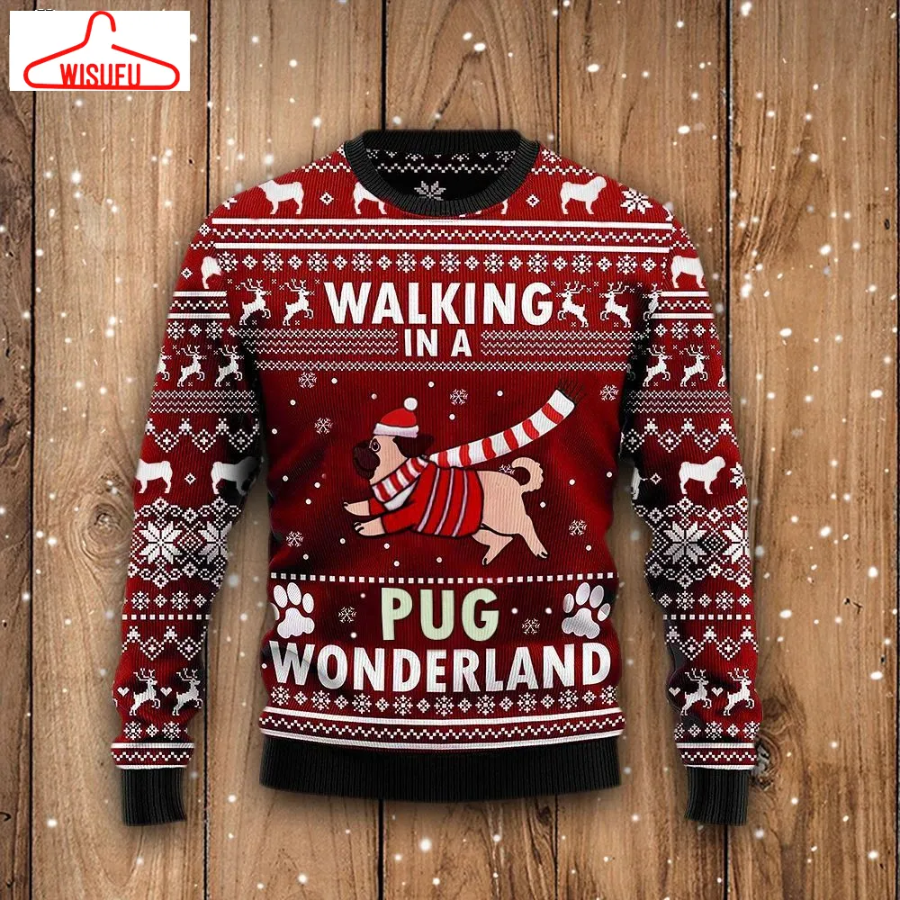 Walking In A Pug Wonderland Ugly Christmas Sweater