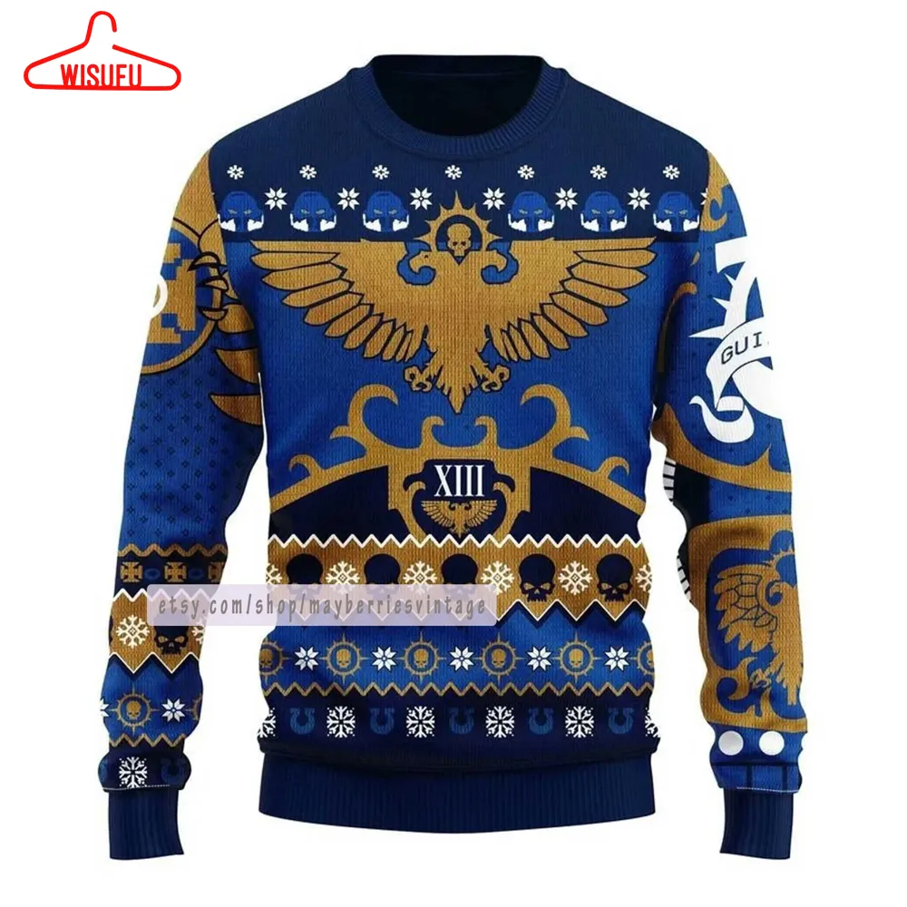 Warhammer 40k Blue Ugly Christmas Sweater, Warhammer 40k Fans Christmas Ugly Sweater All Over Print, 3d Gift Shirt For Fan