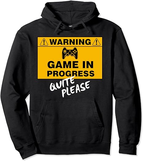 Warning Game in progress quite please game console headset Pullover Hoodie