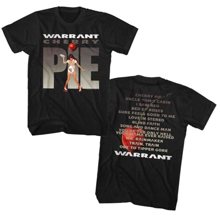 Warrant Rock Band Fashion T-shirt - Cherry Pie Album Cover Artwork with Song