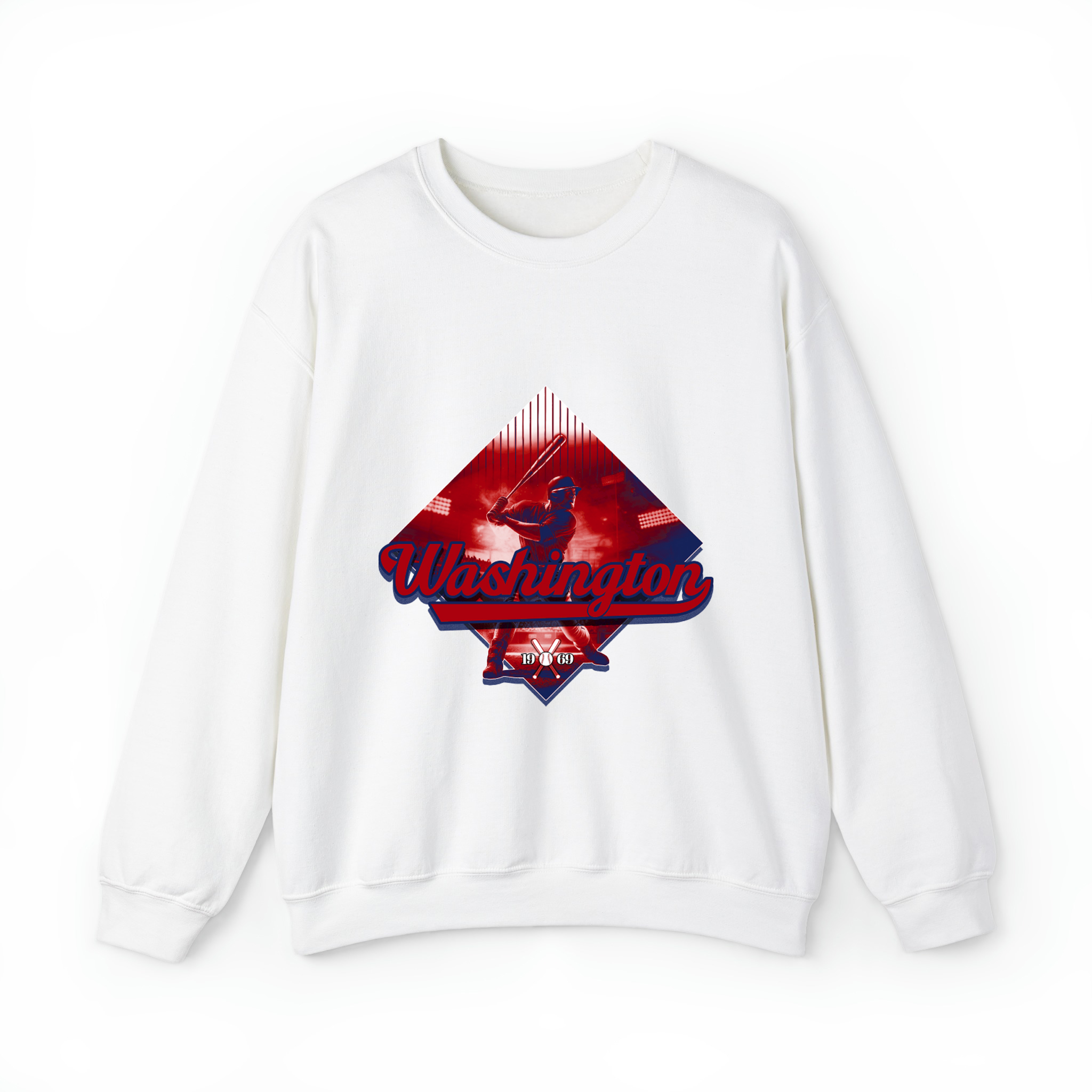 Washington Baseball - Diamond Design Unisex Sweatshirt- White