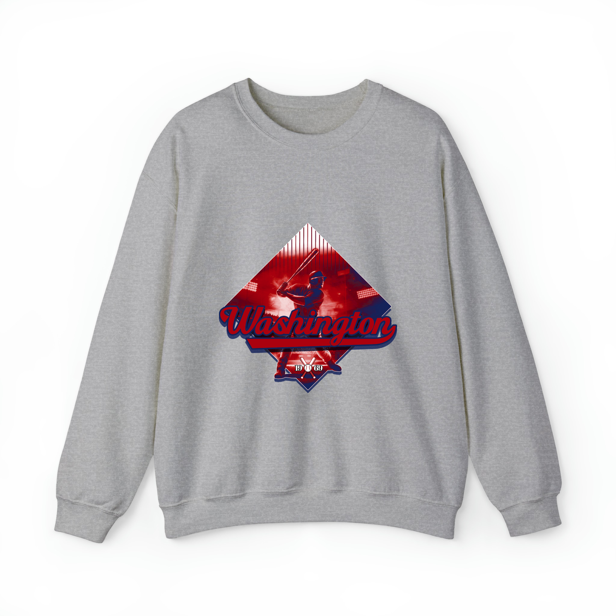 Washington Baseball - Diamond Design Unisex Sweatshirt-Sport Grey