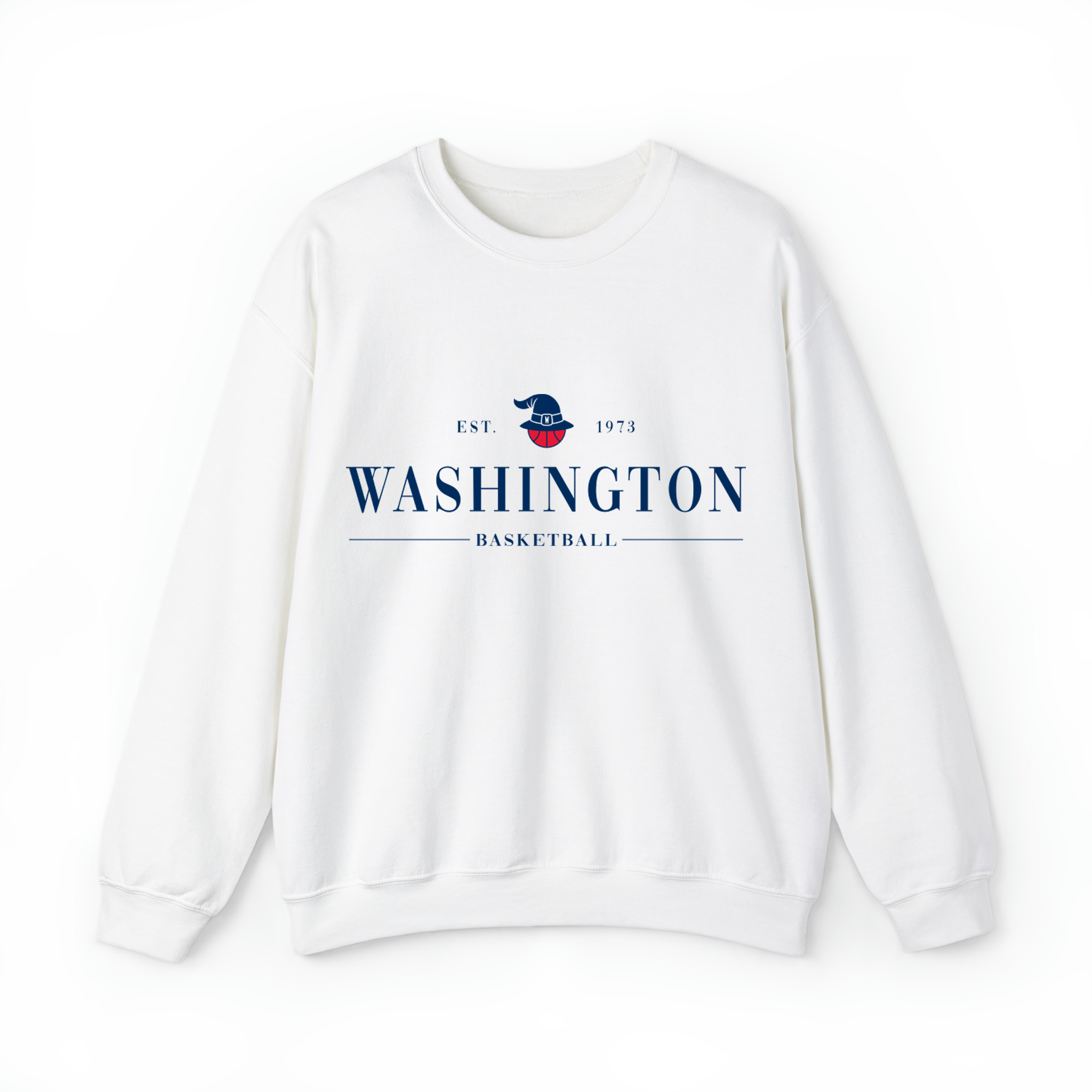 Washington Basketball - Minimal Basketball Design Unisex Sweatshirt- White