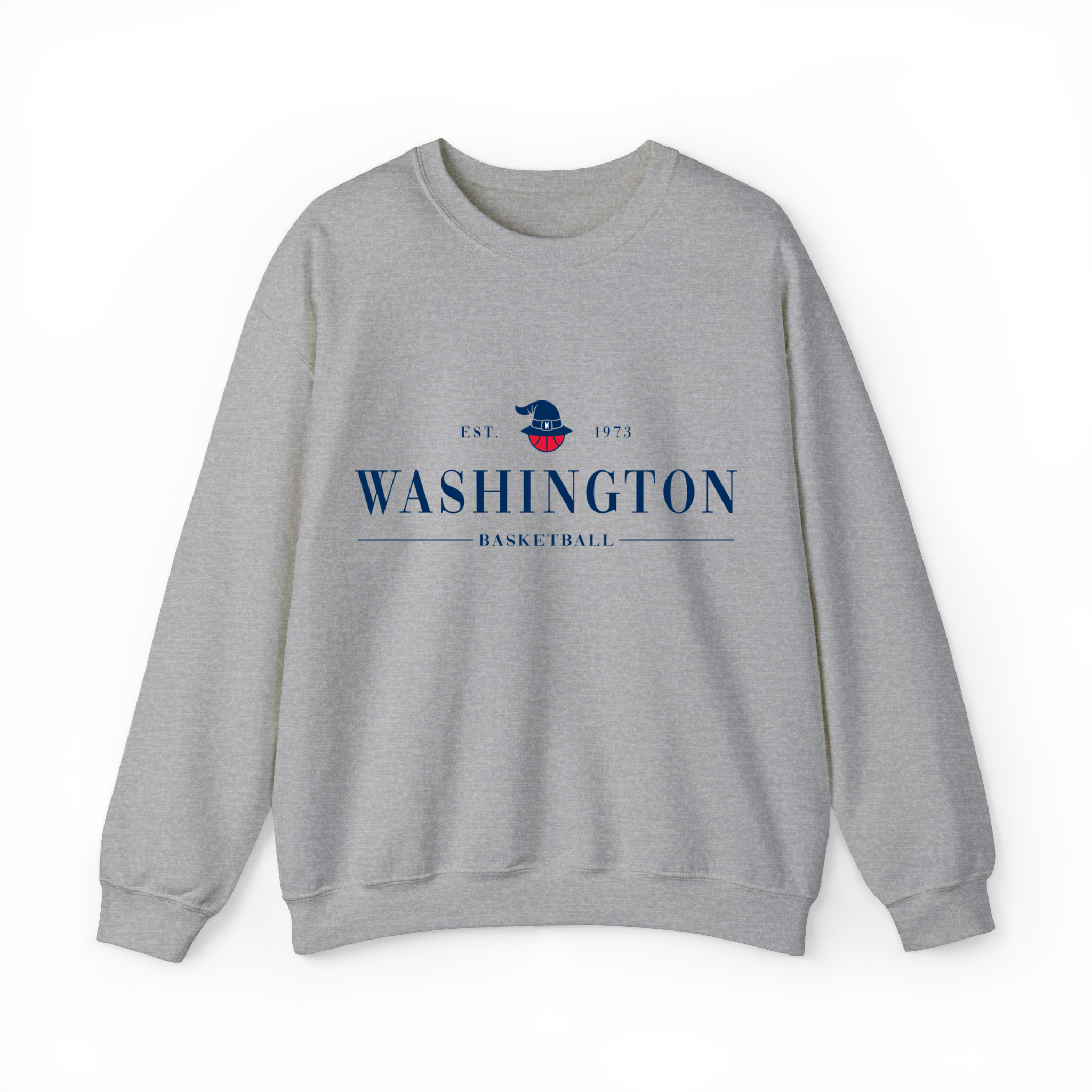 Washington Basketball - Minimal Basketball Design Unisex Sweatshirt-Sport Grey