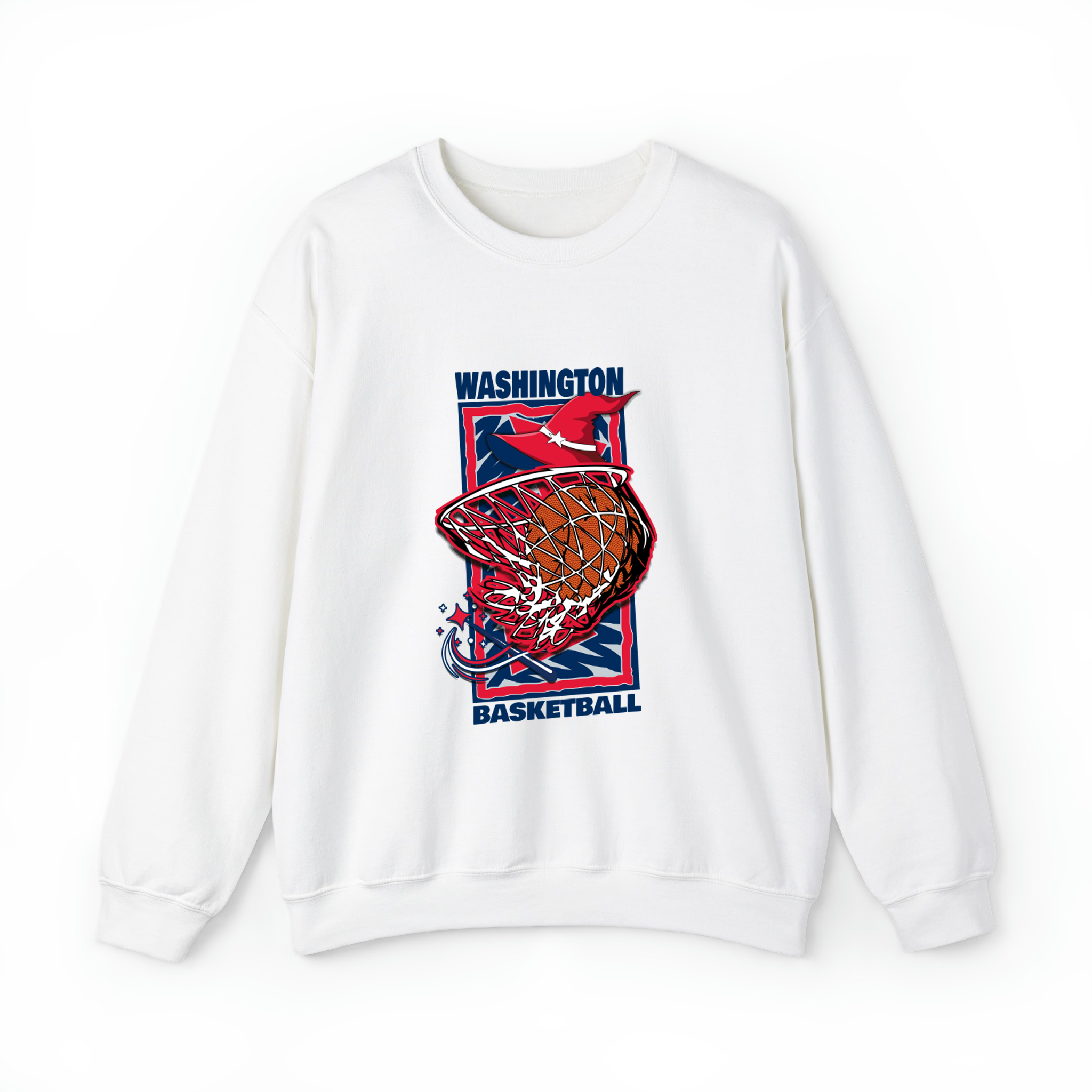 Washington Basketball 90s Stylel Design Unisex Sweatshirt- White