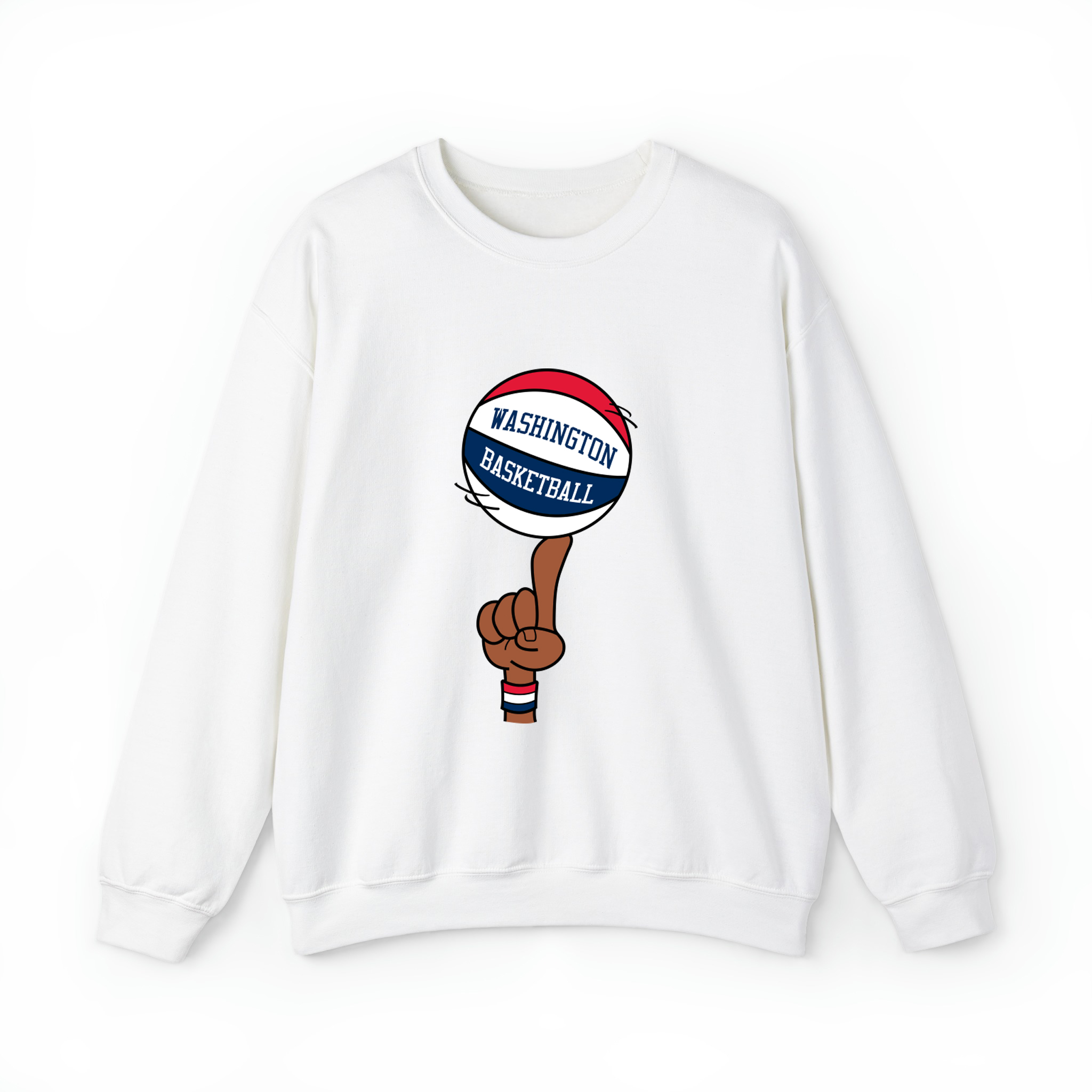 Washington Basketball Finger Spin Unisex Sweatshirt- White