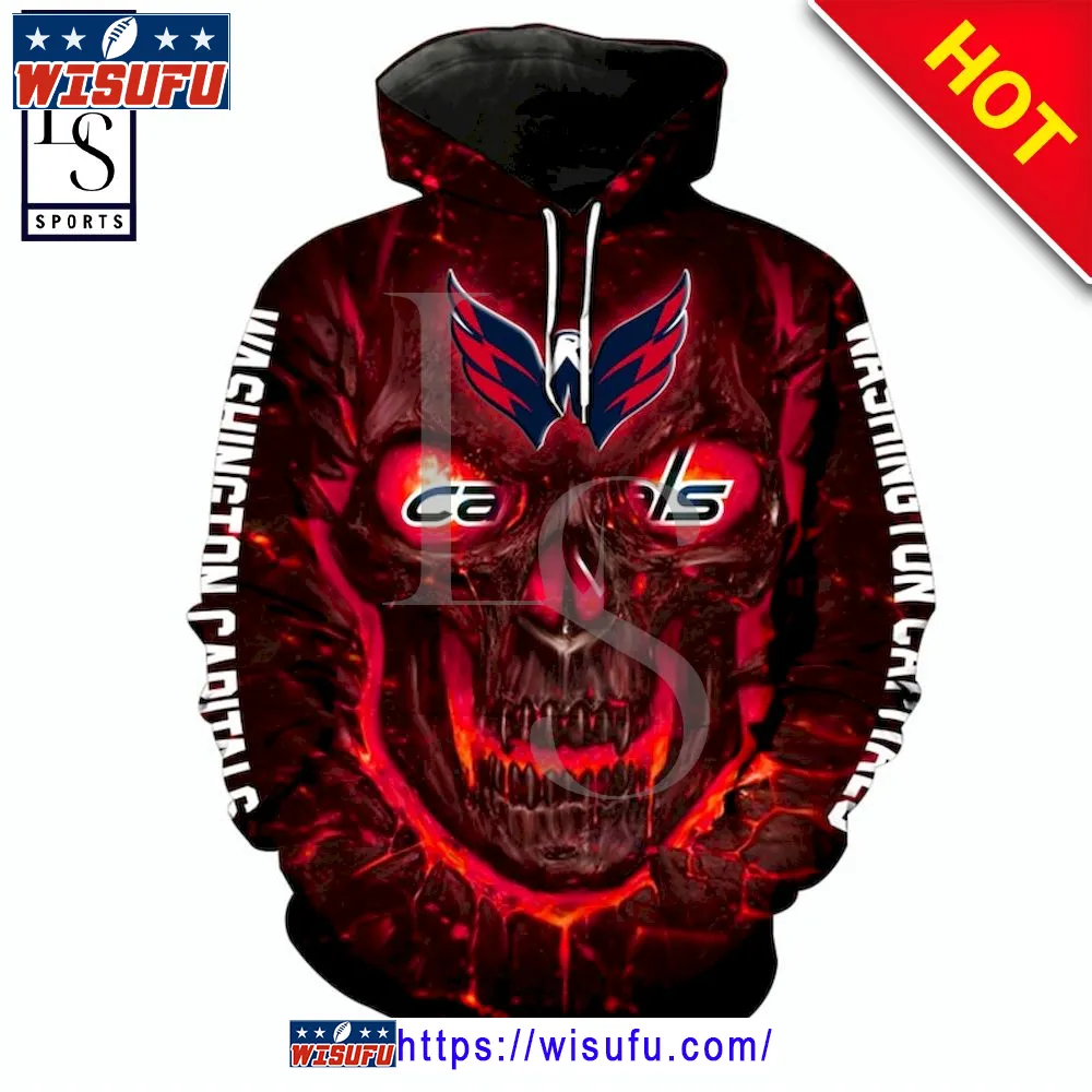 Washington Capitals Halloween Skull Devil NH.L Hoodie 3d