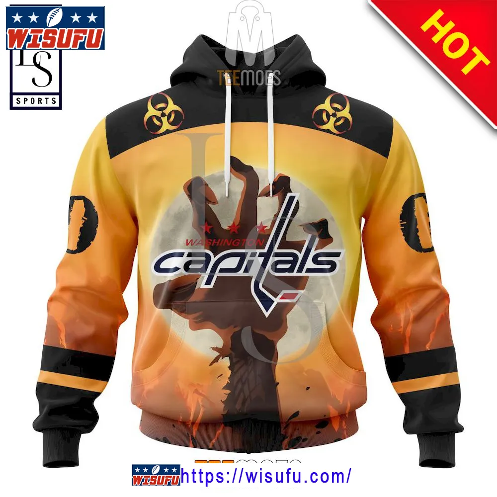 Washington Capitals Held By Zombie In Halloween Personalized Hoodie