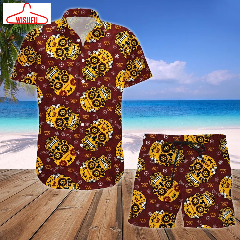 Washington Commanders Nfl Skull Hawaiian Shirt And Short, New Fashion Gifts