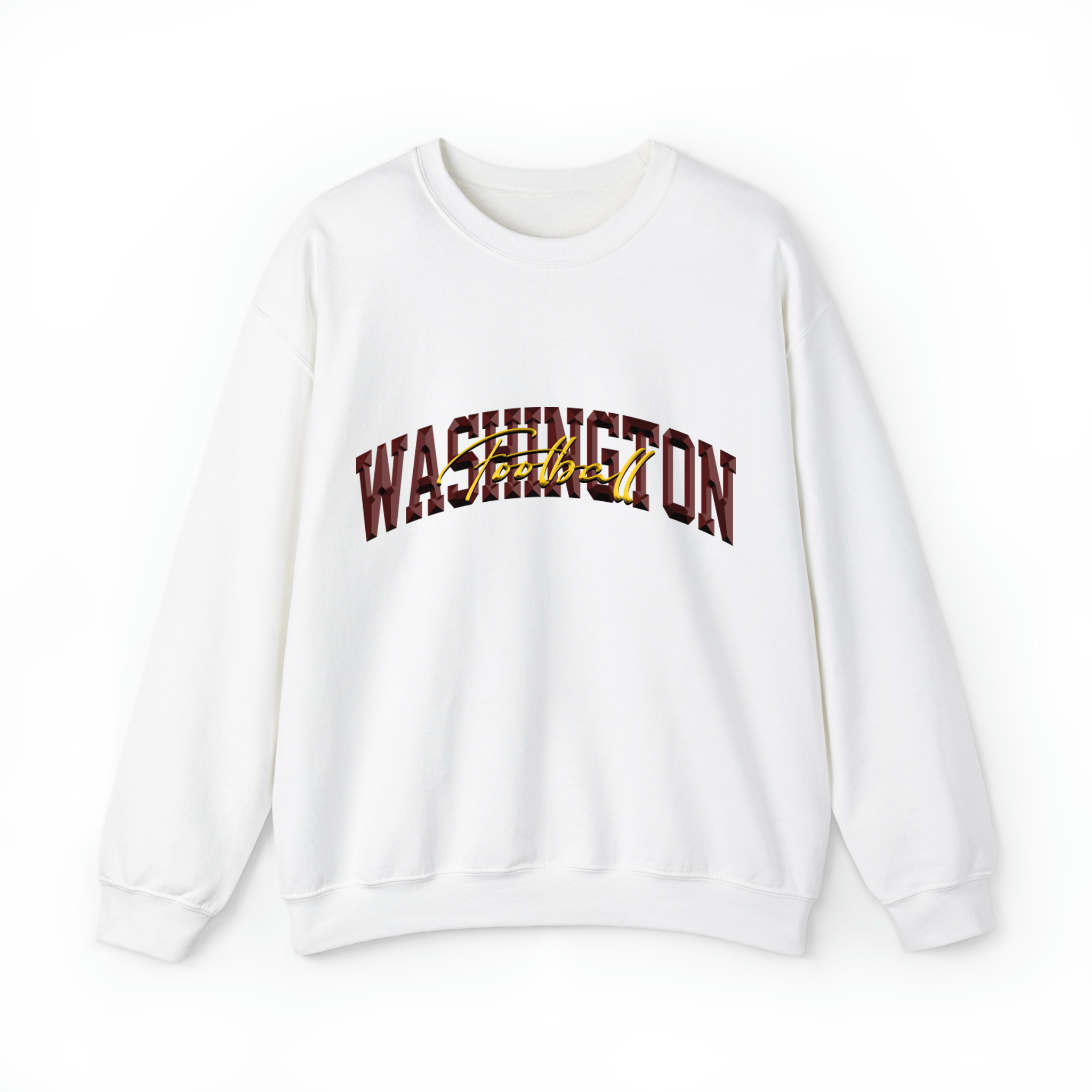 Washington Football 3D Chrome Unisex Sweatshirt- White